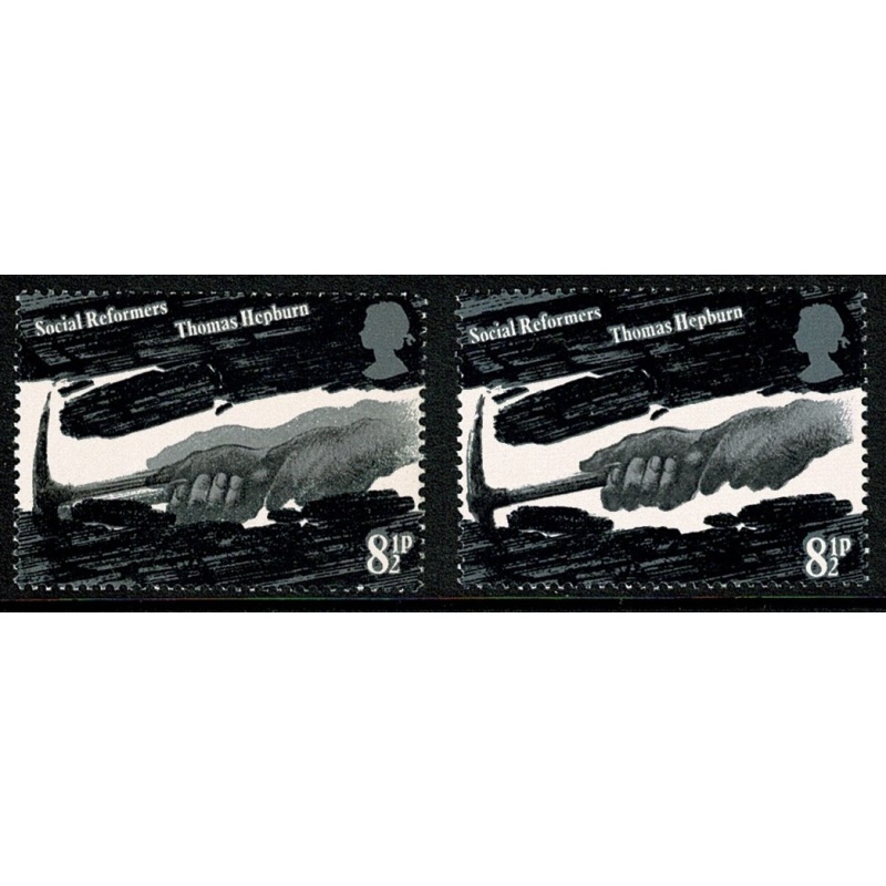 1976 Reformers 8½p. SHIFT OF GREY BLACK ("moving hands"). SG 1001 var