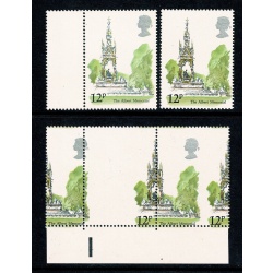 1980 London Landmarks 12p. Perforation shift pair. SG 1121 var