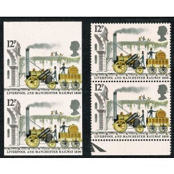 1980 150th Anniv. Liverpool & Manchester Railway. COMPLETELY IMPERF 12p Vertical pair. SG 1113 var