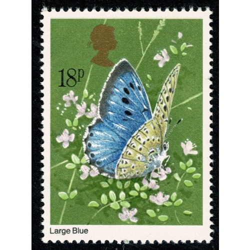 1981 Butterflies 18p. SHIFT OF GOLD. SG 1152 var.