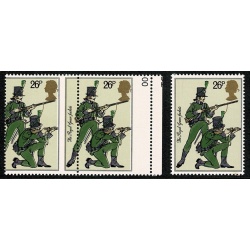 1983 British Army Uniforms 26p. PERFORATION SHIFT. SG 1220 var.