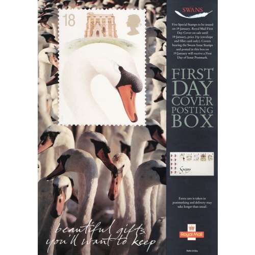 Royal Mail A3 Poster promoting 1993 Swans stanmp issue. Serial No. RMN 0193e. This item for Sale only to UK