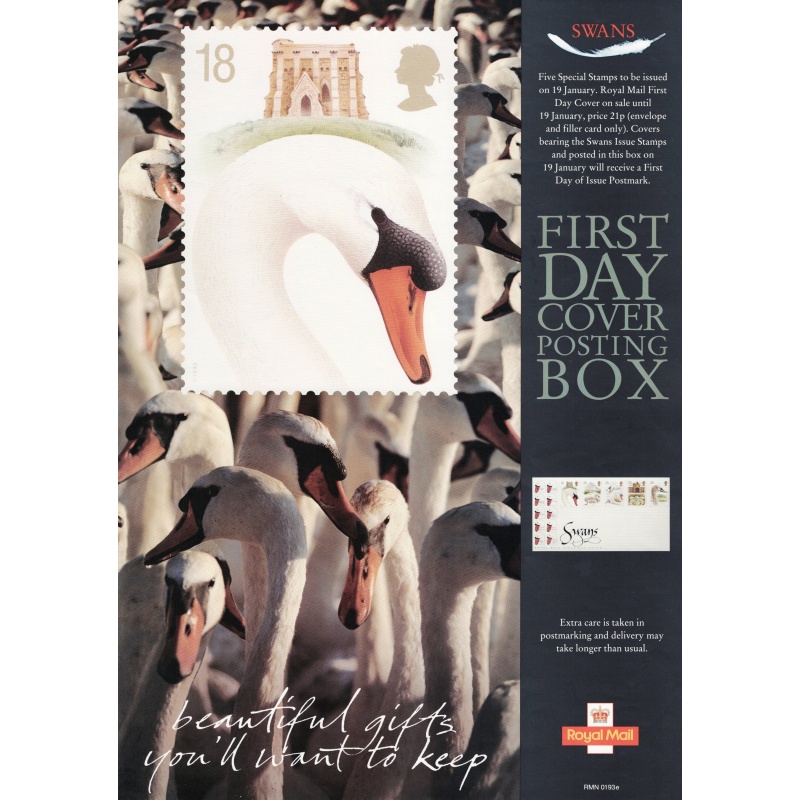 Royal Mail A3 Poster promoting 1993 Swans stanmp issue. Serial No. RMN 0193e. This item for Sale only to UK