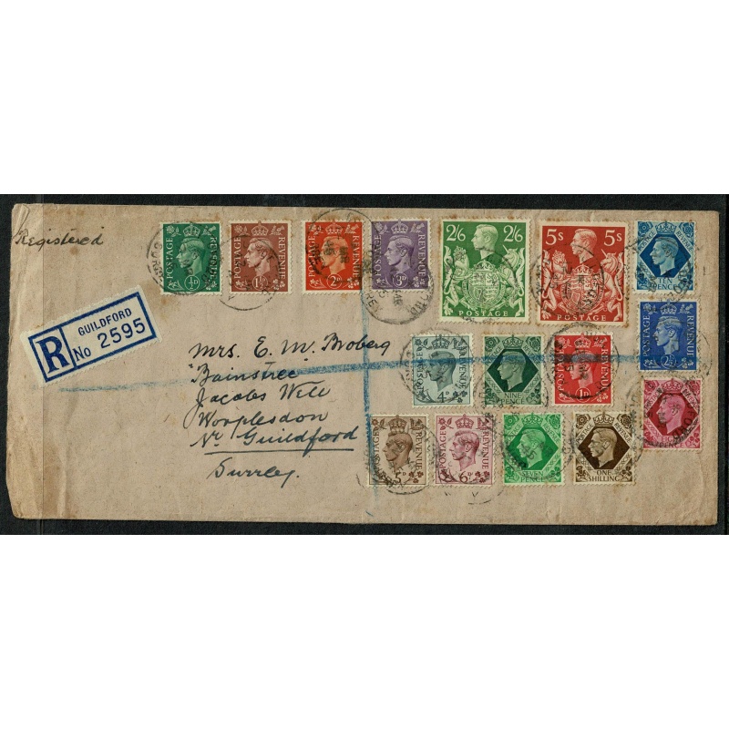 George VI. Interesting multivalue registered cover.