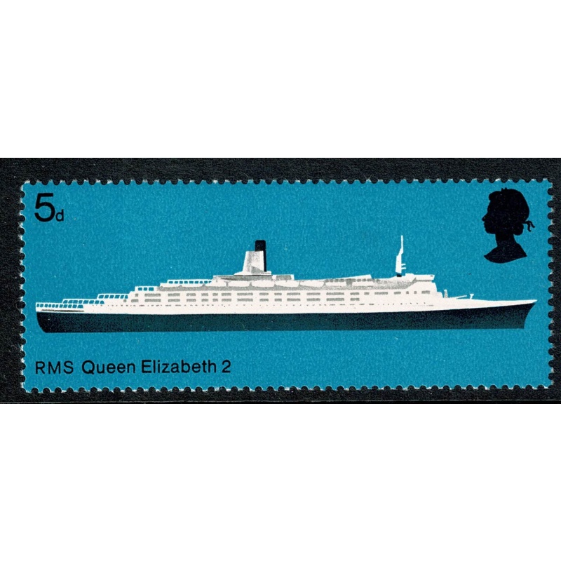1969 Ships 5d. Error MISSING RED. SG 778c.