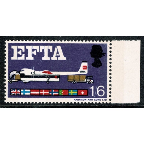 1967 EFTA 1/6 (phos). MISSING BLUE-GREY. SG 716pd