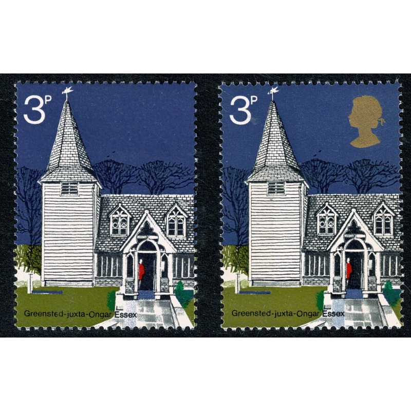 1972 Churches 3p. MISSING GOLD & MISSING PHOSPHOR. SG 904ya