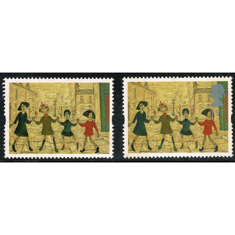 1995 Greetings in Art. "Children Playing" 1st. MISSING SILVER & PHOSPHOR. SG 1865 var