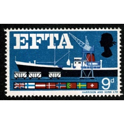 1967 EFTA 9d (phos). MISSING BROWN. SG 715pd.  "Mounted Mint"