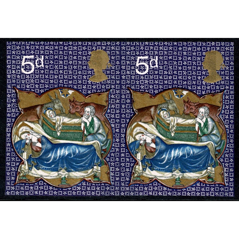 1970 Christmas 5d. IMPERFOATE HORIZONTAL PAIR. SG 839c