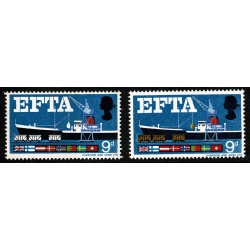 1967 EFTA 9d (phos). MISSING BROWN. SG 715pd.  "Mounted Mint"